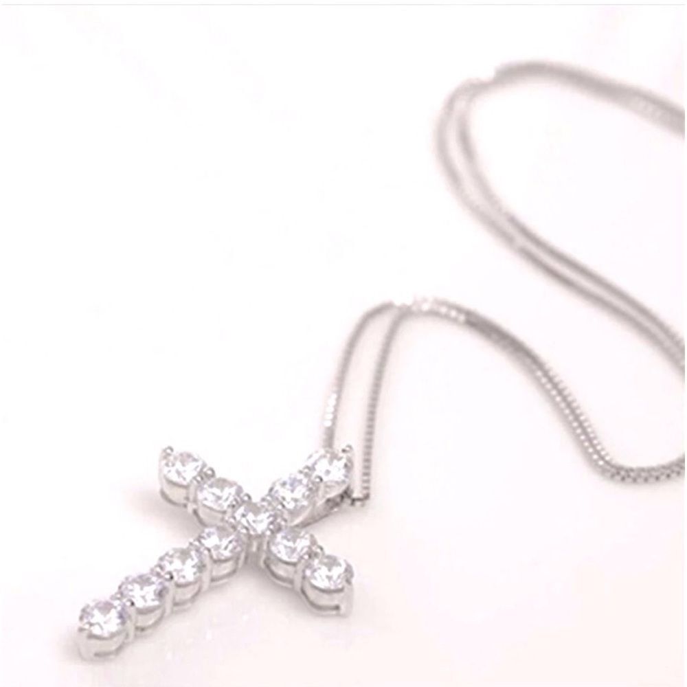 Glam Diamond Silver 925 Cross Necklace